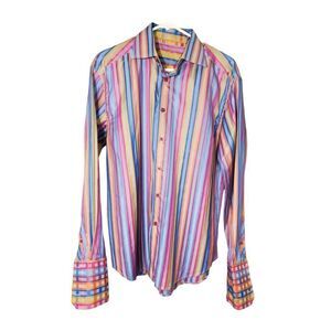 Robert Graham Men's Vibrant Multi Colored Long Sleeve Shirt Size L.  Excellent c